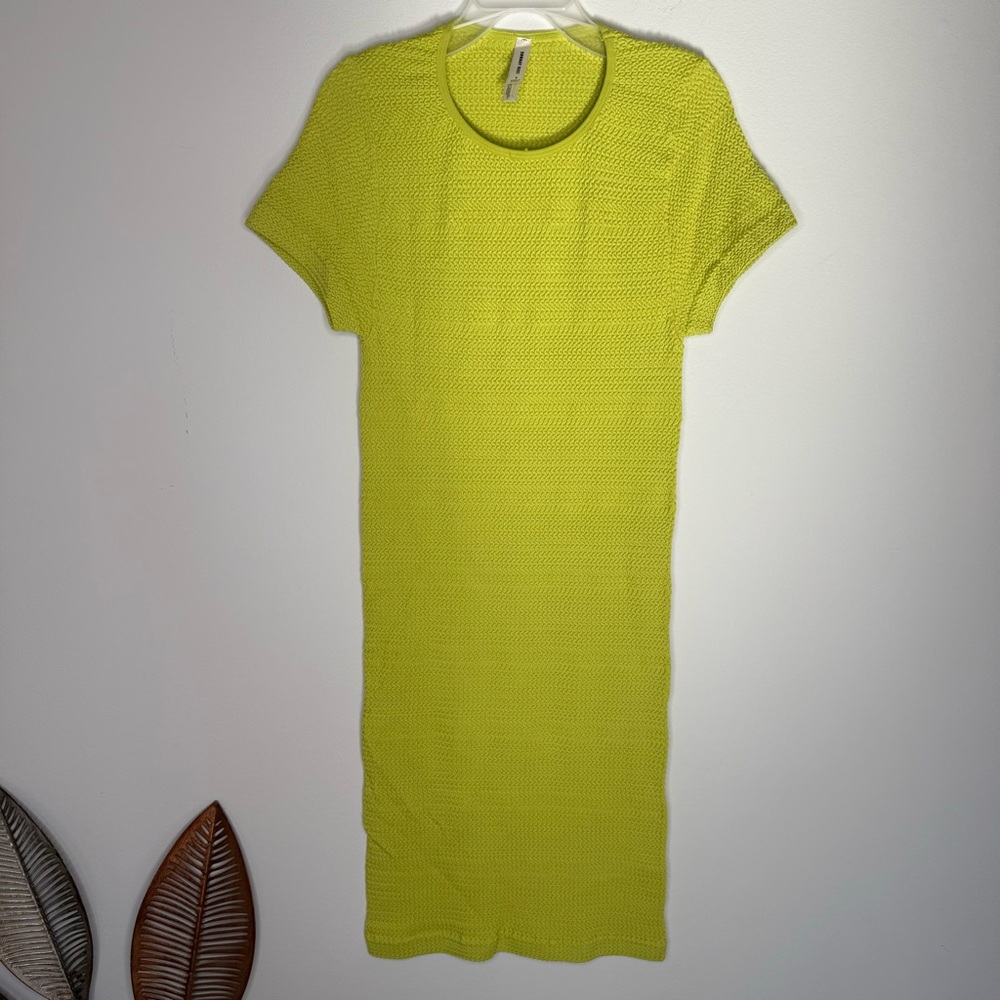 M13 Sunday Best Aritzia Moss Green Textured Short Sleeve Mini‎ Bodycon Dress